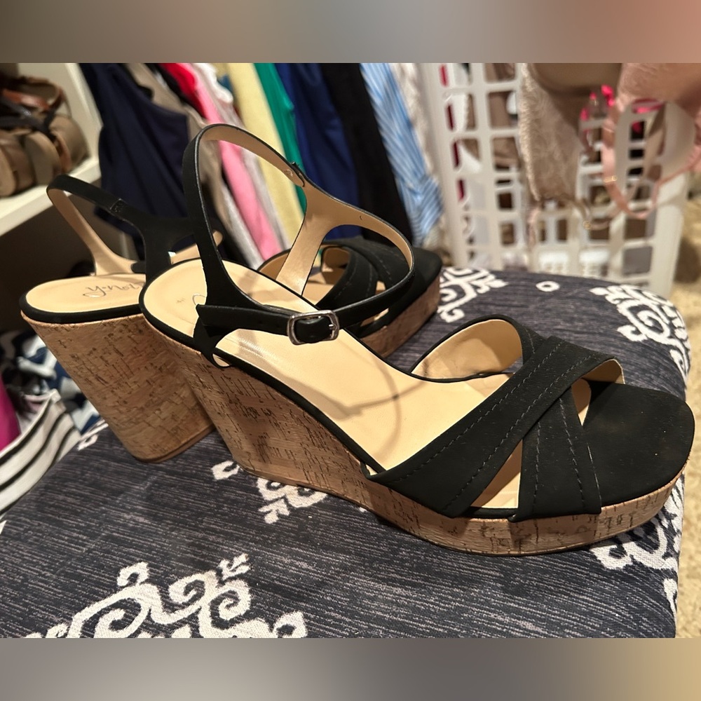 Black Wedge Sandals